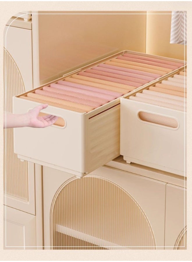 HOMESTAR Adjustable Wardrobe Storage Boxes, Plastic Organizer Bins With Extendable Design, Clothing Drawer Divider For Pants Sweaters T-Shirts Underwear Socks, Perfect Tool For Layering Clothes,Plastic Boxes, Storage Baskets, Beige, 28*20*15cm - Image 4