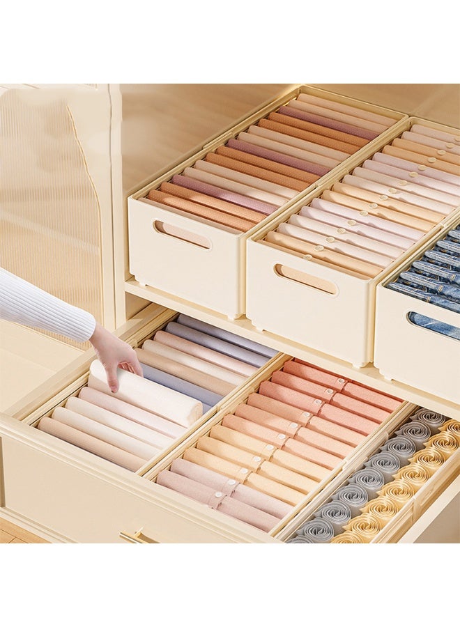 HOMESTAR Adjustable Wardrobe Storage Boxes, Plastic Organizer Bins With Extendable Design, Clothing Drawer Divider For Pants Sweaters T-Shirts Underwear Socks, Perfect Tool For Layering Clothes,Plastic Boxes, Storage Baskets, Beige, 28*20*15cm - Image 3