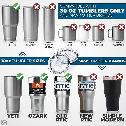 KETAR 2 Pack Universal 30 oz Tumbler Lids - Sliding Closure Spill-Proof & Splash Resistant Replacement - Compatible with Yeti, Ozark Trail Rambler, and Other Double-Wall Stainless Steel Cups - Image 3