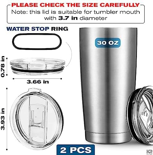 KETAR 2 Pack Universal 30 oz Tumbler Lids - Sliding Closure Spill-Proof & Splash Resistant Replacement - Compatible with Yeti, Ozark Trail Rambler, and Other Double-Wall Stainless Steel Cups - Image 2