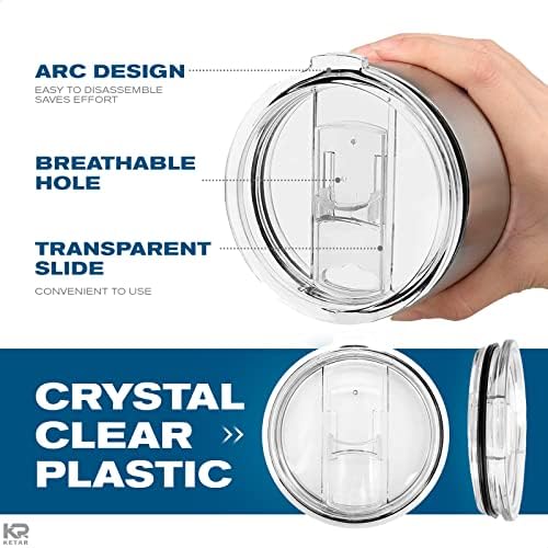 KETAR 2 Pack Universal 30 oz Tumbler Lids - Sliding Closure Spill-Proof & Splash Resistant Replacement - Compatible with Yeti, Ozark Trail Rambler, and Other Double-Wall Stainless Steel Cups - Image 4