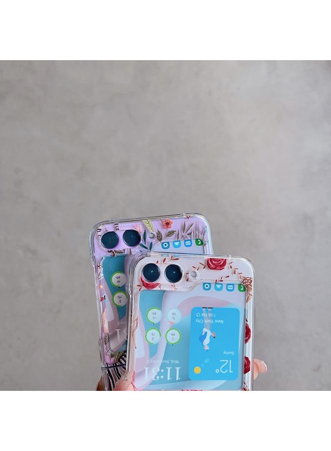 S-TOP Case For Samsung Galaxy Z Flip5 Painted Pattern PC Transparent Folding Phone Case - Image 3
