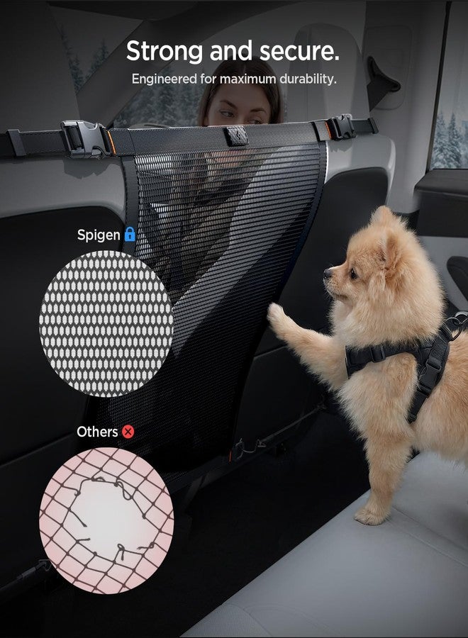 Spigen Micro Nylon Mesh Dog Barrier Secure Small & Medium Pet Divider Between Seats with Center Console Protector for Safe, Distraction-Free Driving, Universal Fit for Tesla & Cars & Compact SUVs - Image 4