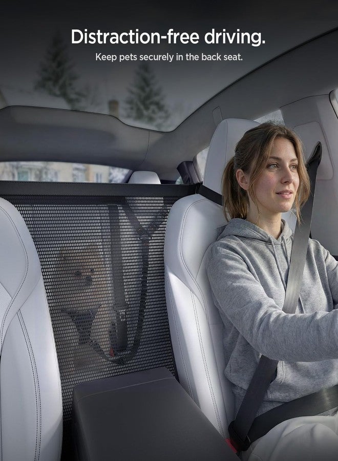 Spigen Micro Nylon Mesh Dog Barrier Secure Small & Medium Pet Divider Between Seats with Center Console Protector for Safe, Distraction-Free Driving, Universal Fit for Tesla & Cars & Compact SUVs - Image 3