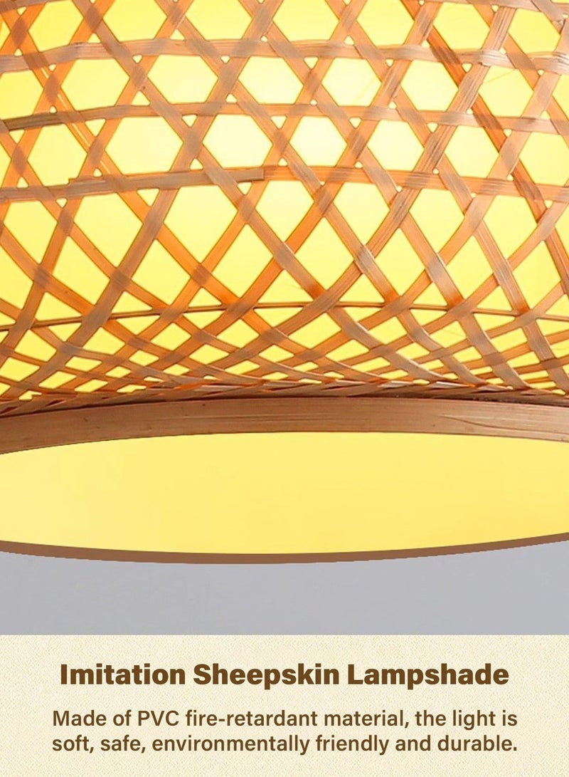 Retro Rattan LED Pendant Light Handmade Bamboo Woven Chandelier Ceiling Lighting Fixtures for Living Room Bedroom Kitchen Dining Room Restaurant Rustic Boho Hanging Light - Image 5