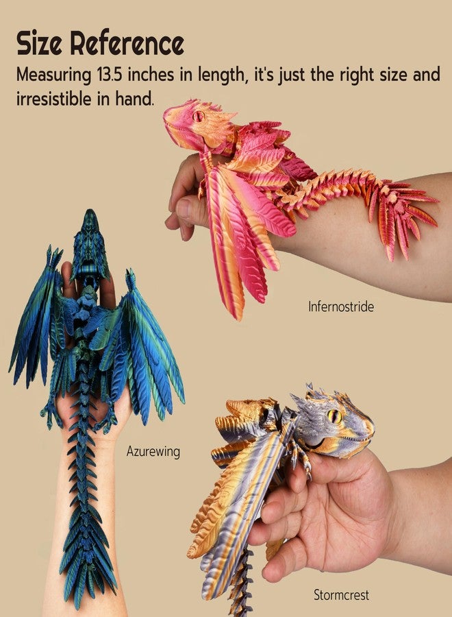 Guwewu Feathered Wyvern Dragon, 3D Printed Dragon, Articulated Dragon, Fidget Dragon, 3D Printed Toys, Desktop Pet (Infernostride) - Image 3