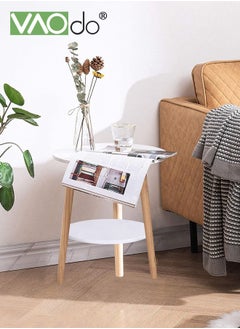 VAOdo Small Side Table  2 Tier Round End Table  Easy Installation Nightstand Storage Shelves  Sofa Coffee Beside Table  Suitable for Living Room Bedroom Balcony Garden Table White  - Image 2