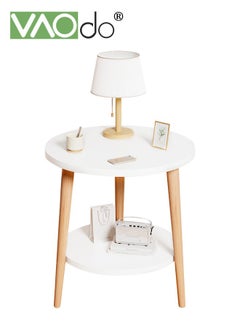 VAOdo Small Side Table  2 Tier Round End Table  Easy Installation Nightstand Storage Shelves  Sofa Coffee Beside Table  Suitable for Living Room Bedroom Balcony Garden Table White  - Image 1