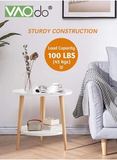 VAOdo Small Side Table  2 Tier Round End Table  Easy Installation Nightstand Storage Shelves  Sofa Coffee Beside Table  Suitable for Living Room Bedroom Balcony Garden Table White  - Image 4