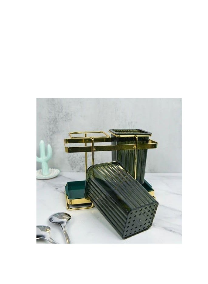 Acrylic Strainer with Golden Metal Stand Multi-purpose - Image 1