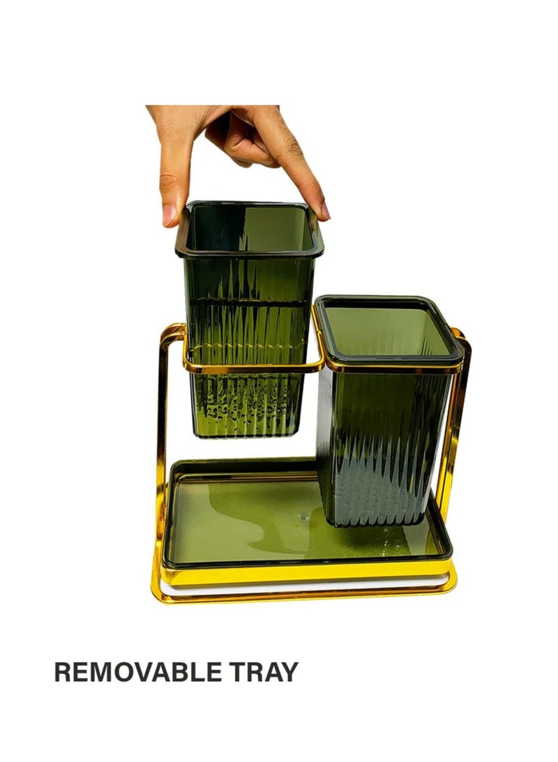 Acrylic Strainer with Golden Metal Stand Multi-purpose - Image 3