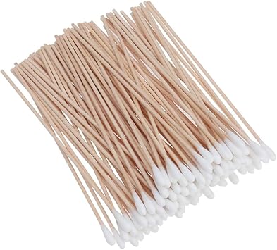 Rosenice Cotton Swabs Pack of 100 Long Wooden Handle Medical Swabs Ear Cleaning Wound Care Cotton Round Sanitary Swab - Image 1