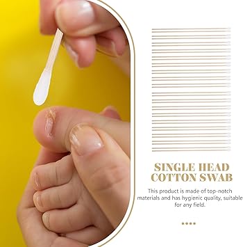 Rosenice Cotton Swabs Pack of 100 Long Wooden Handle Medical Swabs Ear Cleaning Wound Care Cotton Round Sanitary Swab - Image 3