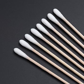 Rosenice Cotton Swabs Pack of 100 Long Wooden Handle Medical Swabs Ear Cleaning Wound Care Cotton Round Sanitary Swab - Image 4