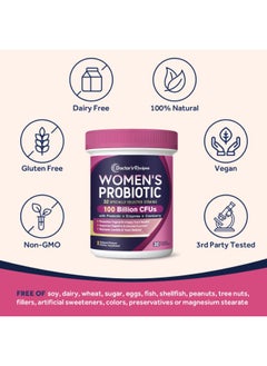 Doctor's Recipes Probiotics for Women, 100 Billion CFU 32 Strains Enzymes & Cranberry, Vaginal Urinary Digestive & Immune 30 Capsules 30 Servings  - Image 2