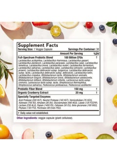 Doctor's Recipes Probiotics for Women, 100 Billion CFU 32 Strains Enzymes & Cranberry, Vaginal Urinary Digestive & Immune 30 Capsules 30 Servings  - Image 3