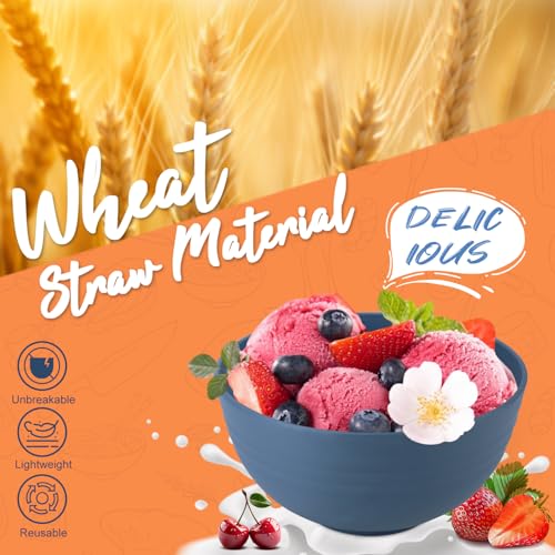 Perlapoc Wheat Straw Dinnerware Set 40 PCS - Service for 8 | Plates and Bowls Sets | Unbreakable Dishes Set - Dinner Plates, Dessert Plate, Cereal Bowls, Drinking Glasses, Dishwasher Safe - Multi - Image 4