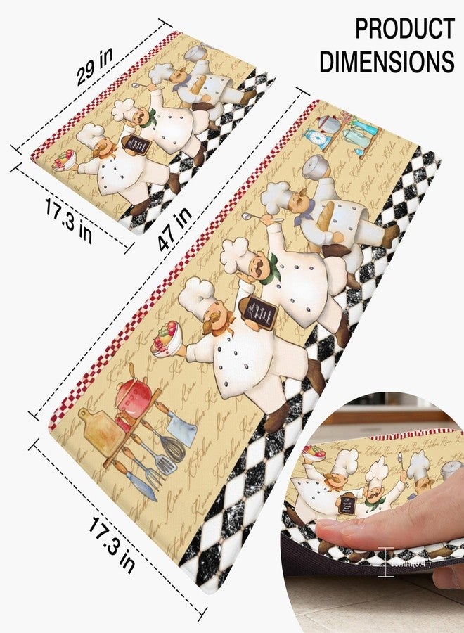 Kuyuayee Farmhouse Kitchen Rugs Set of 2 Farmhouse Chef Anti Fatigue PVC Non Slip Mats for Kitchen Floor Rustic Home Decor Low-Profile Washable Mat 17x47 Inch and 17x29 Inch - Image 2