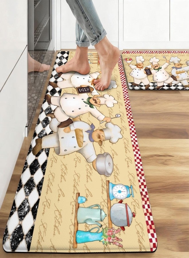 Kuyuayee Farmhouse Kitchen Rugs Set of 2 Farmhouse Chef Anti Fatigue PVC Non Slip Mats for Kitchen Floor Rustic Home Decor Low-Profile Washable Mat 17x47 Inch and 17x29 Inch - Image 1