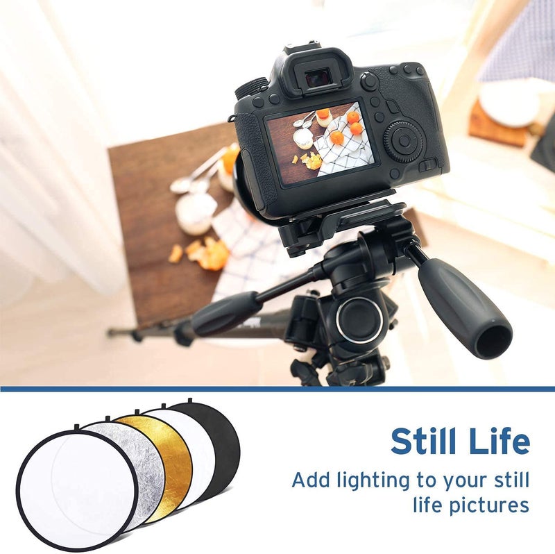 Schsteindar ® Reflector 42-inch / 107 cm 5 in 1 Collapsible Multi-Disc Light Reflector with Bag - Translucent, Silver, Gold, White and Black - Image 4