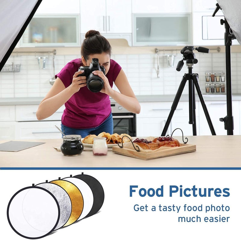 Schsteindar ® Reflector 42-inch / 107 cm 5 in 1 Collapsible Multi-Disc Light Reflector with Bag - Translucent, Silver, Gold, White and Black - Image 5