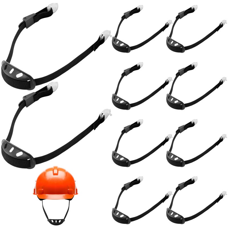 Cosblank 10 Pcs Universal Hard Hat Chin Strap with Chin Cup Elastic Helmet Strap Multi Point Adjustment Hard Hat Accessories Replacement for Construction Worker Guard Protection - Image 1