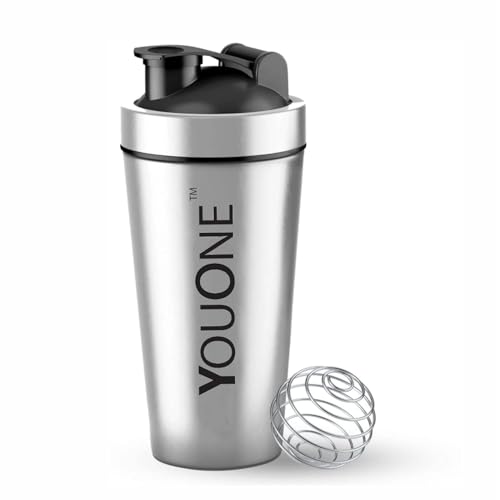 YOUONE Stainless Steel Shaker Bottles For Gym - 100% Leakproof Guarantee, Ideal For Protein, Pre Workout, Bcaas & Water Bpa Free Material - Image 1