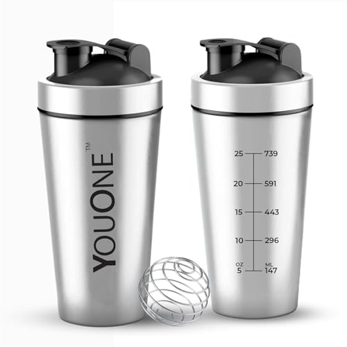 YOUONE Stainless Steel Shaker Bottles For Gym - 100% Leakproof Guarantee, Ideal For Protein, Pre Workout, Bcaas & Water Bpa Free Material - Image 4