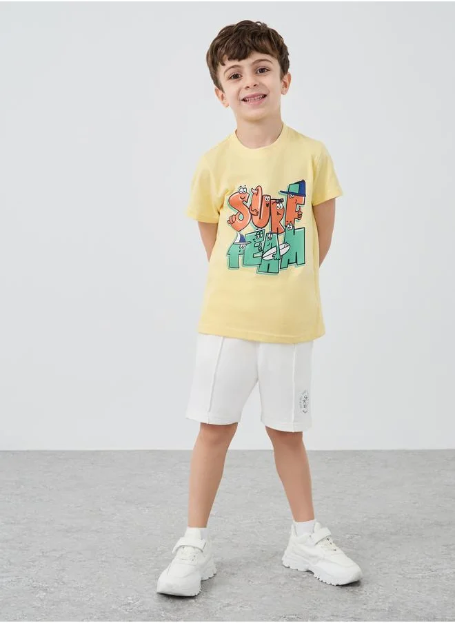 ستايلي Styli Graphic Print Round Neck T-Shirt