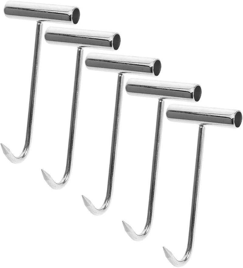 5 قطع من خطافات اللحم بمقبض T من الفولاذ المقاوم للصدأ لتعليق الصيد الخارجي وجزارة العظام - Image 1