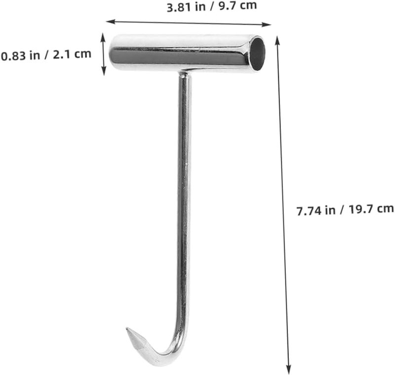 5 قطع من خطافات اللحم بمقبض T من الفولاذ المقاوم للصدأ لتعليق الصيد الخارجي وجزارة العظام - Image 3
