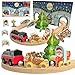 Orbrium Wooden Christmas Train Set Battery Operated Motorized Engine with Light Santa Sleigh Reindeer Gingerbread Elf Christmas Tree Holiday Toy Wooden Train Set Gift for Grandkids Toddlers Boys Girls Kids - Image 2