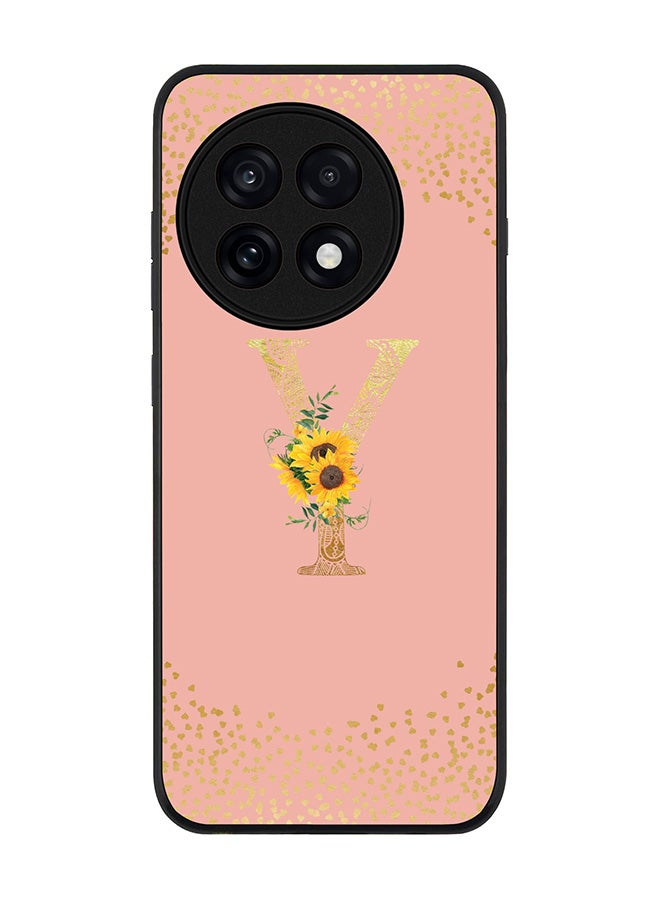 Stylizedd For OnePlus 13R / Ace 5 Pro Case,Slim fit Camera Protection, Shockproof Thin Phone cover  - Custom Floral Monogram - Y  (Rose Pink )