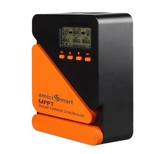 amiciSmart True MPPT Solar Charge Controller, 98% Efficiency Lithium Battery Regulator with 5V/3A USB Port, Max 1560W, 12V/24V (60A) - Image 1