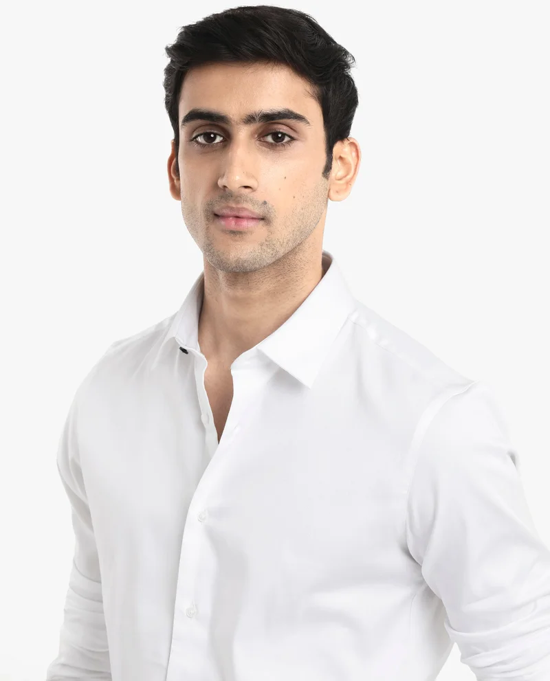Rare Rabbit Men's Satin Stretch Solid Shirt