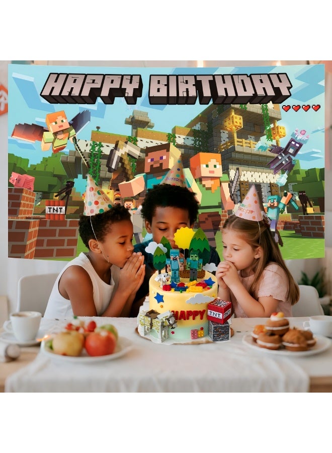 Minecraft Cake Toppers Set, 45PCS Pixels Birthday Cake Decorations with 6 PVC Figures, Felt Trees, Sun Clouds Stars, Game Theme Party Supplies for Minecraft Birthday Decorations - Image 4