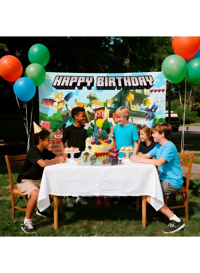Minecraft Cake Toppers Set, 45PCS Pixels Birthday Cake Decorations with 6 PVC Figures, Felt Trees, Sun Clouds Stars, Game Theme Party Supplies for Minecraft Birthday Decorations - Image 5