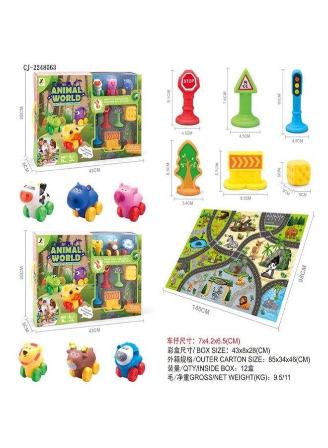 CJ Children's Game Learning Crawling Mat Carpet Vinyl Toy Sliding Inertia Mini Car Set - Image 3