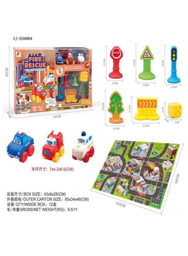 CJ Children's Game Learning Crawling Mat Carpet Vinyl Toy Sliding Inertia Mini Car Set - Image 4