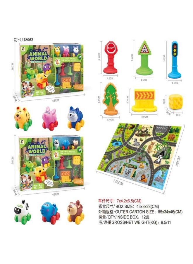 CJ Children's Game Learning Crawling Mat Carpet Vinyl Toy Sliding Inertia Mini Car Set - Image 2