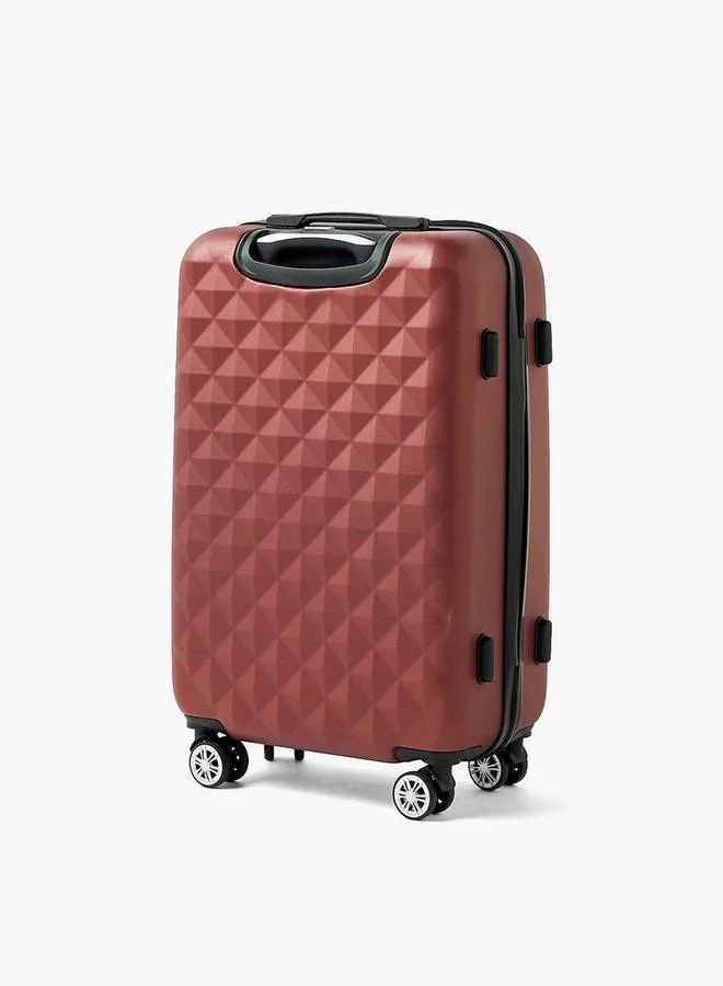 Wave BURGUNDY Textured Hardcase Luggage Trolley With Retractable Handle - 20 Inches Cabin Bag  | Best Price UAE