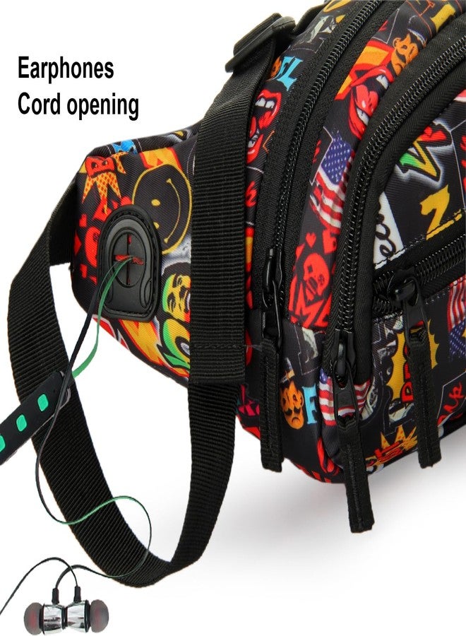 World Star Polyester Waist Pack Travel Handy Hiking Zip Pouch Document Money Phone Belt Sport Bag for Men and Women and Adult | Multicolor | Fluffy Printed Front Zip waistbag fkh - Image 4