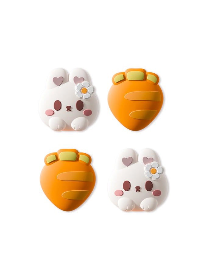GEEKSHARE 4PCS Thumb Grip Caps for Switch 2, Cute Silicone Joystick Caps Soft Thumbstick Cover Compatible with Switch Console 2025 - Rabbit & Carrot - Image 1