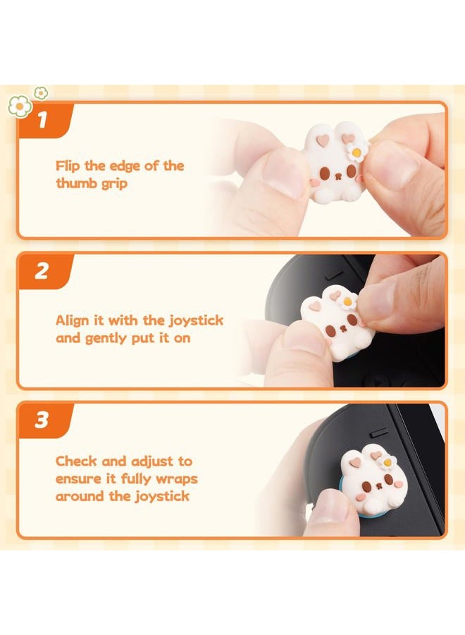 GEEKSHARE 4PCS Thumb Grip Caps for Switch 2, Cute Silicone Joystick Caps Soft Thumbstick Cover Compatible with Switch Console 2025 - Rabbit & Carrot - Image 3