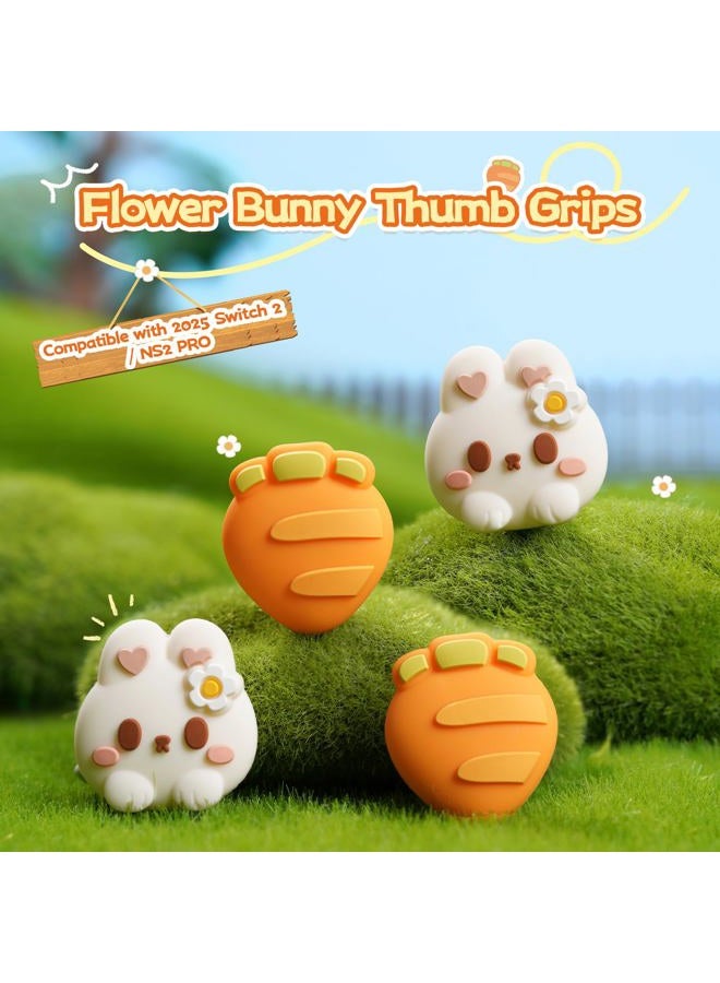 GEEKSHARE 4PCS Thumb Grip Caps for Switch 2, Cute Silicone Joystick Caps Soft Thumbstick Cover Compatible with Switch Console 2025 - Rabbit & Carrot - Image 2