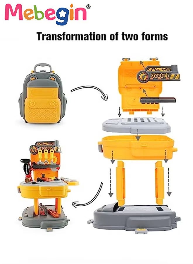 MEBEGIN 31 Pcs Tool Backpack Toy Play Set, Kids Construction Tool Bench with Various Simulation Accessories, Realistic Pretend Play Set Workbench Toys Gifts for Boys Girls Kids 3+  - Image 5