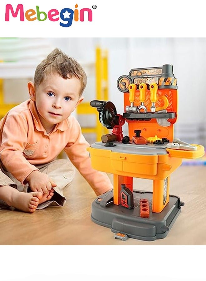 MEBEGIN 31 Pcs Tool Backpack Toy Play Set, Kids Construction Tool Bench with Various Simulation Accessories, Realistic Pretend Play Set Workbench Toys Gifts for Boys Girls Kids 3+  - Image 2