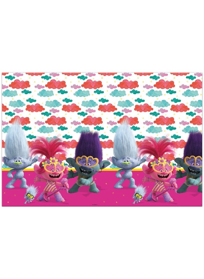 Procos Ciao Trolls World Tour Plastic Tablecloth – 120x180 cm Party Table Cover - Image 1
