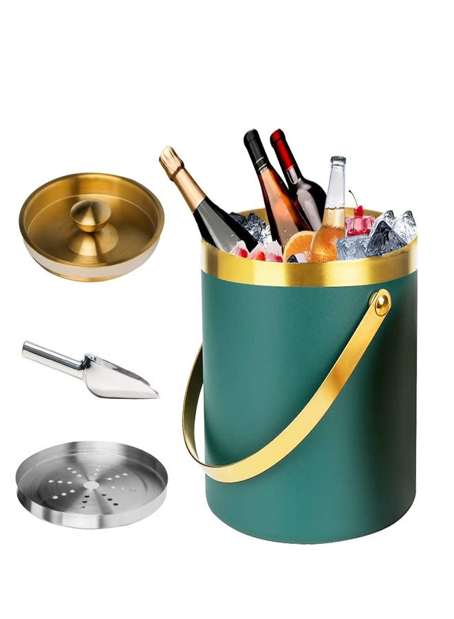 XONYOOM 3L Insulated Ice Bucket Double-Wall Stainless Steel Ice Bucket Metal Ice Bucket with Lid, Scoop, Strainer for Parties & Cocktail Bar Camping - Image 1