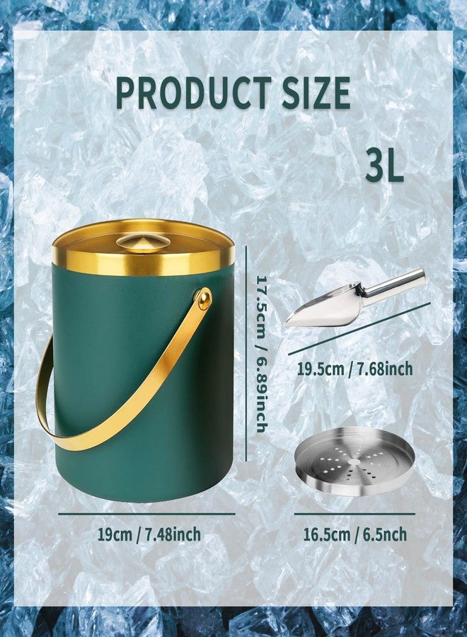 XONYOOM 3L Insulated Ice Bucket Double-Wall Stainless Steel Ice Bucket Metal Ice Bucket with Lid, Scoop, Strainer for Parties & Cocktail Bar Camping - Image 3